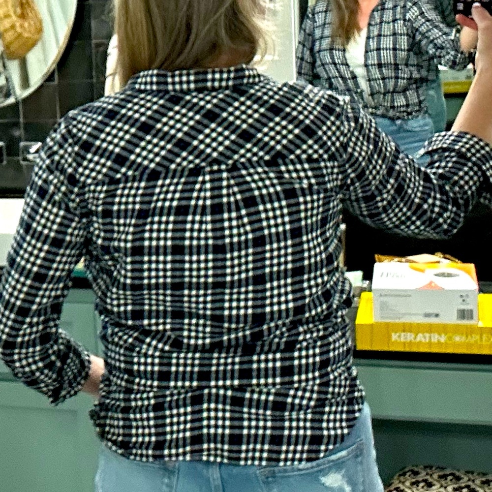 J. CREW FITTED FLANNEL TOP